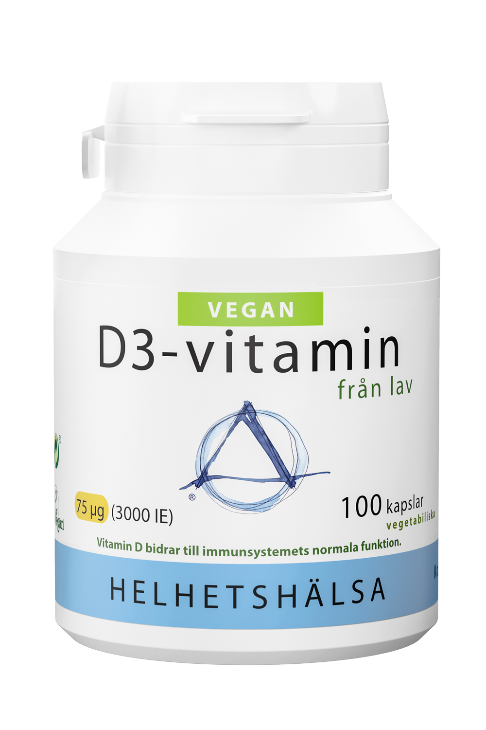 Helhetshälsa D3 Vitamin från lav 75 µg 100 kapslar