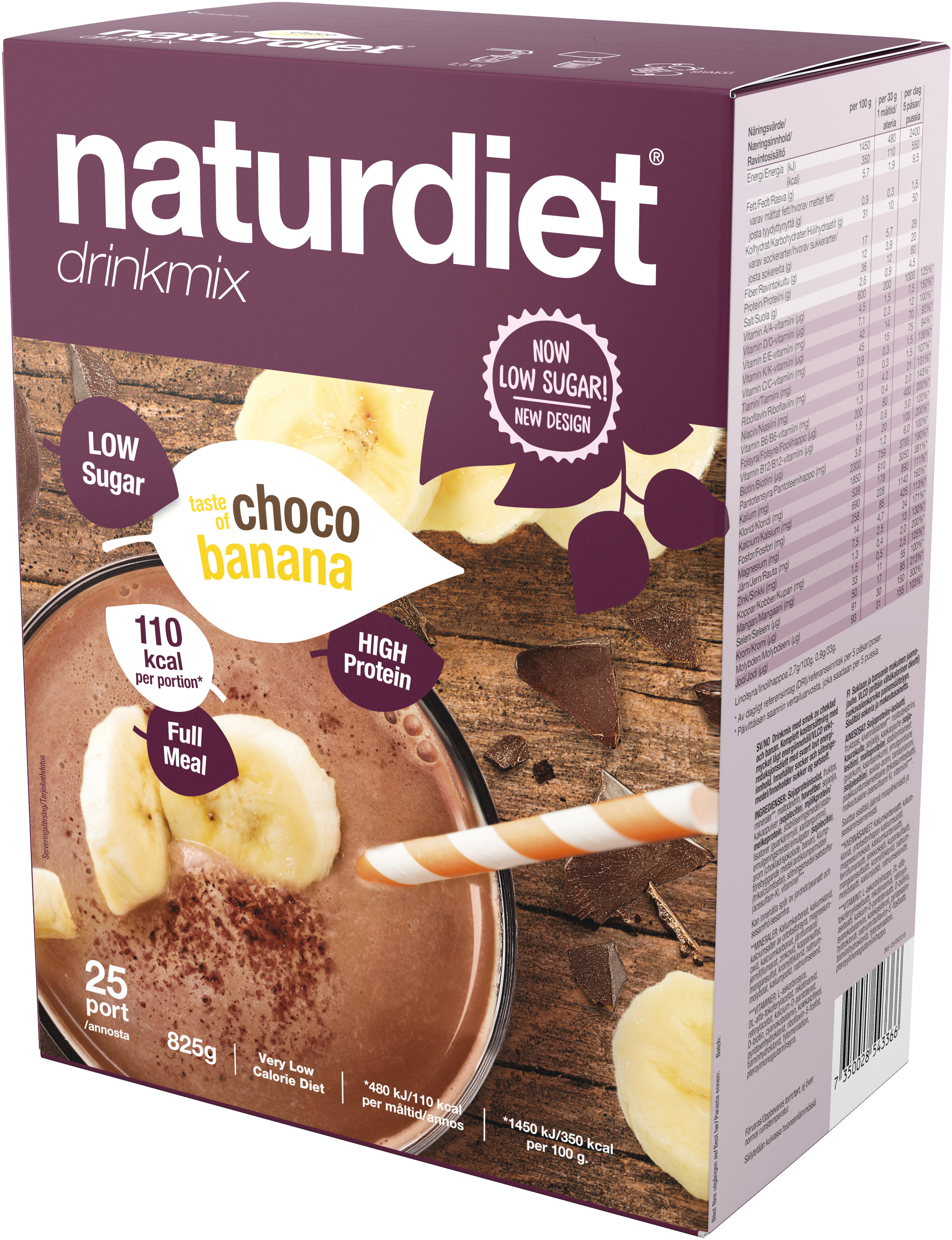 Naturdiet Drinkmix Choco Banana 25 påsar