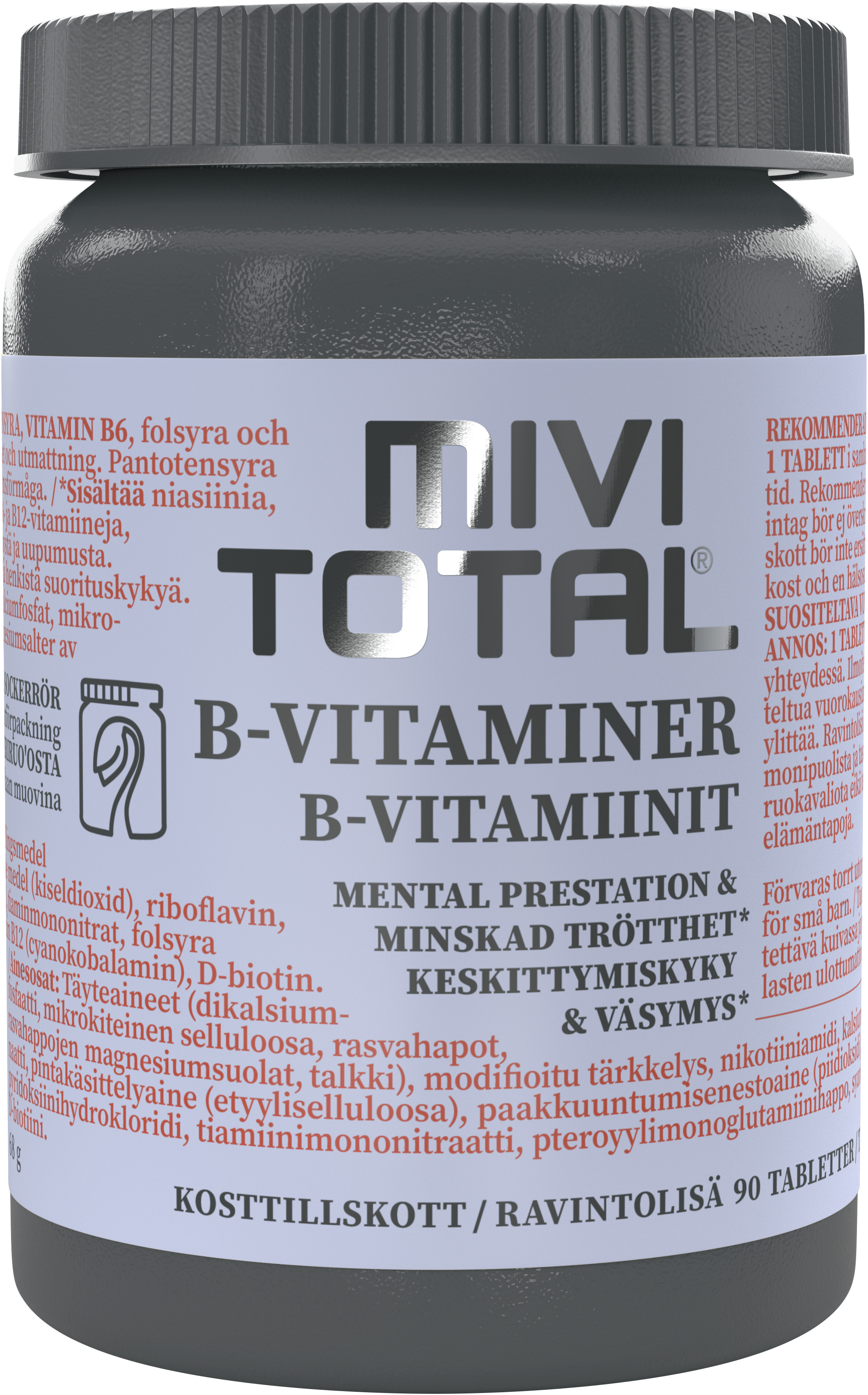 Mivitotal B-Vitaminer Mental Prestation & Minskad Trötthet 90 tabletter