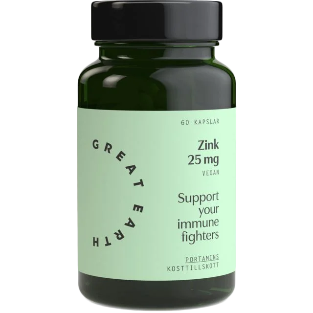 Great Earth Zink 25 mg 60 kapslar
