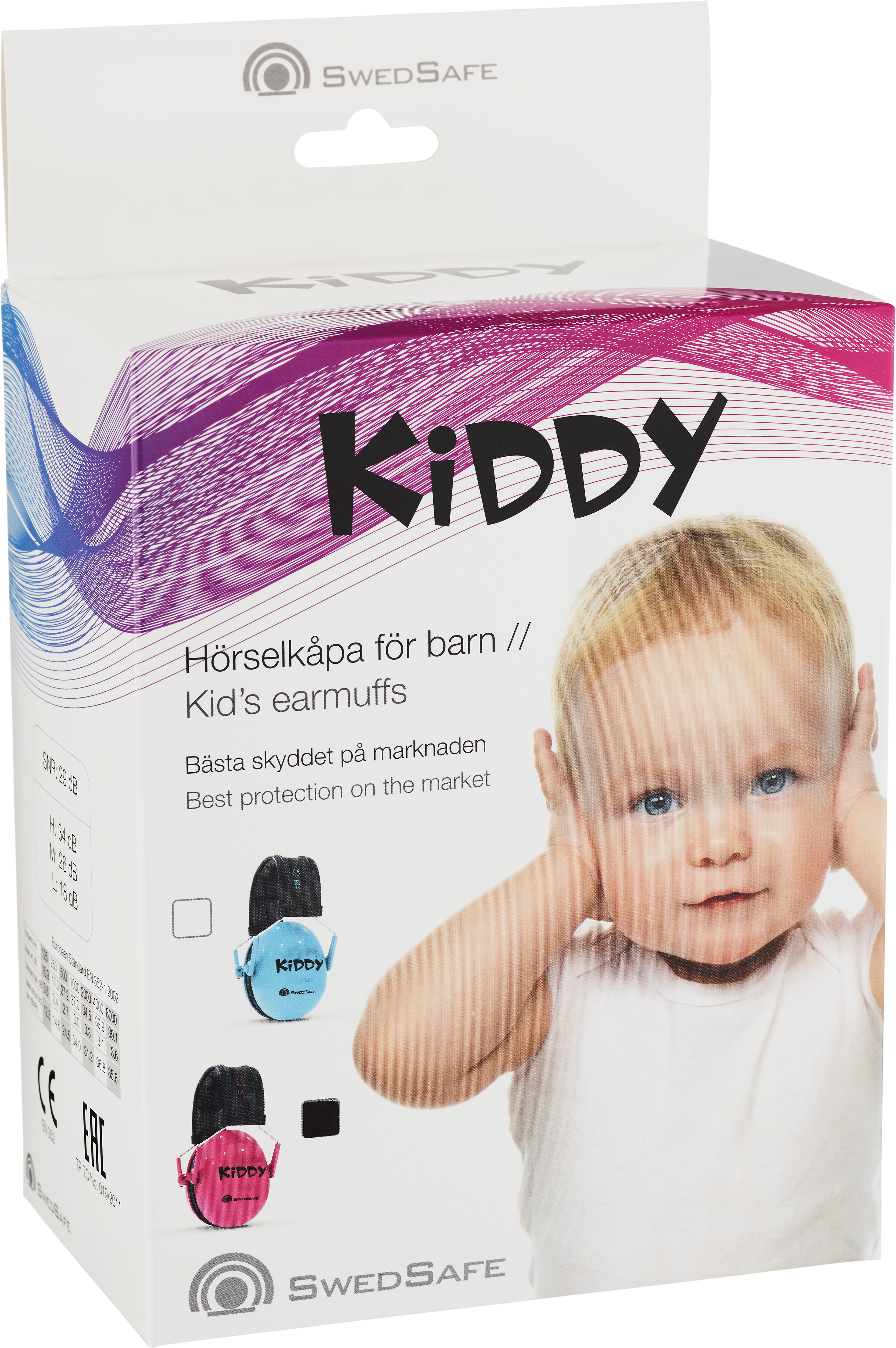 SwedSafe Kiddy Hörselkåpa Rosa 1 st