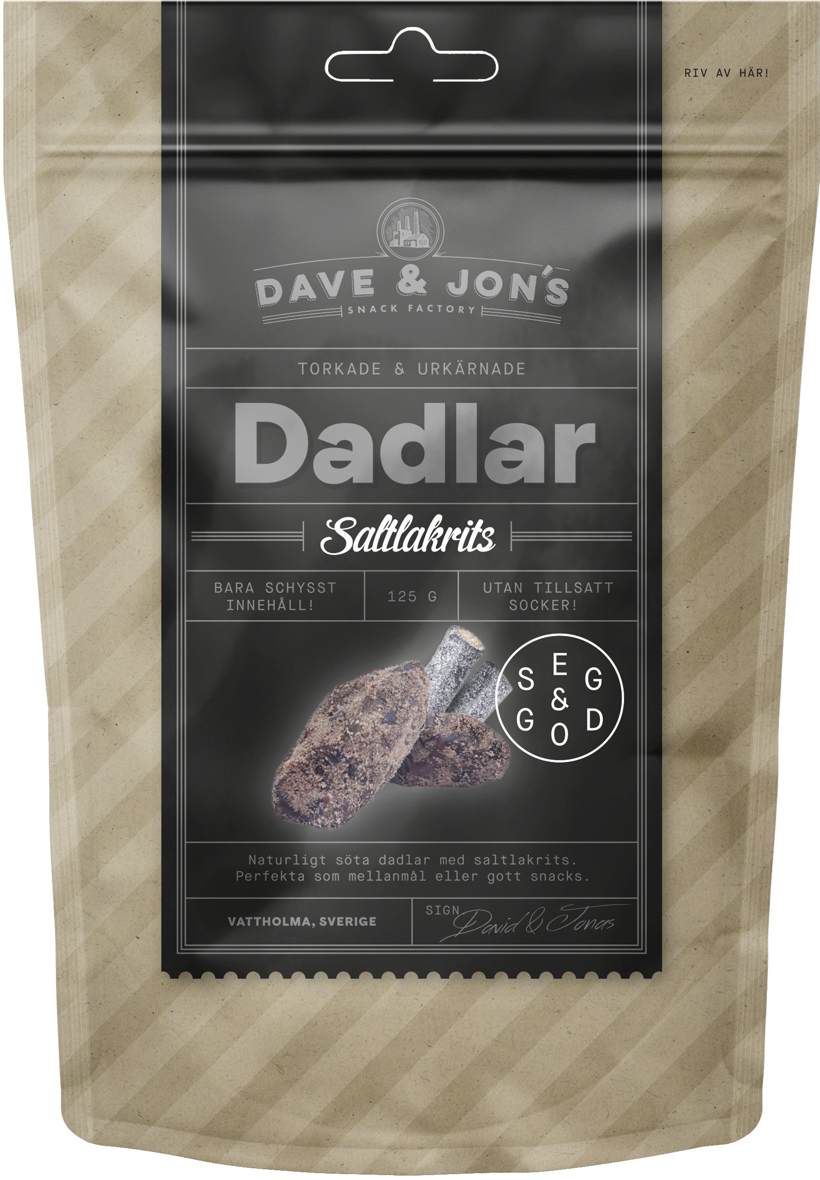 Köp DAVE & JON´S Dadlar Saltlakrits 125 g Apohem