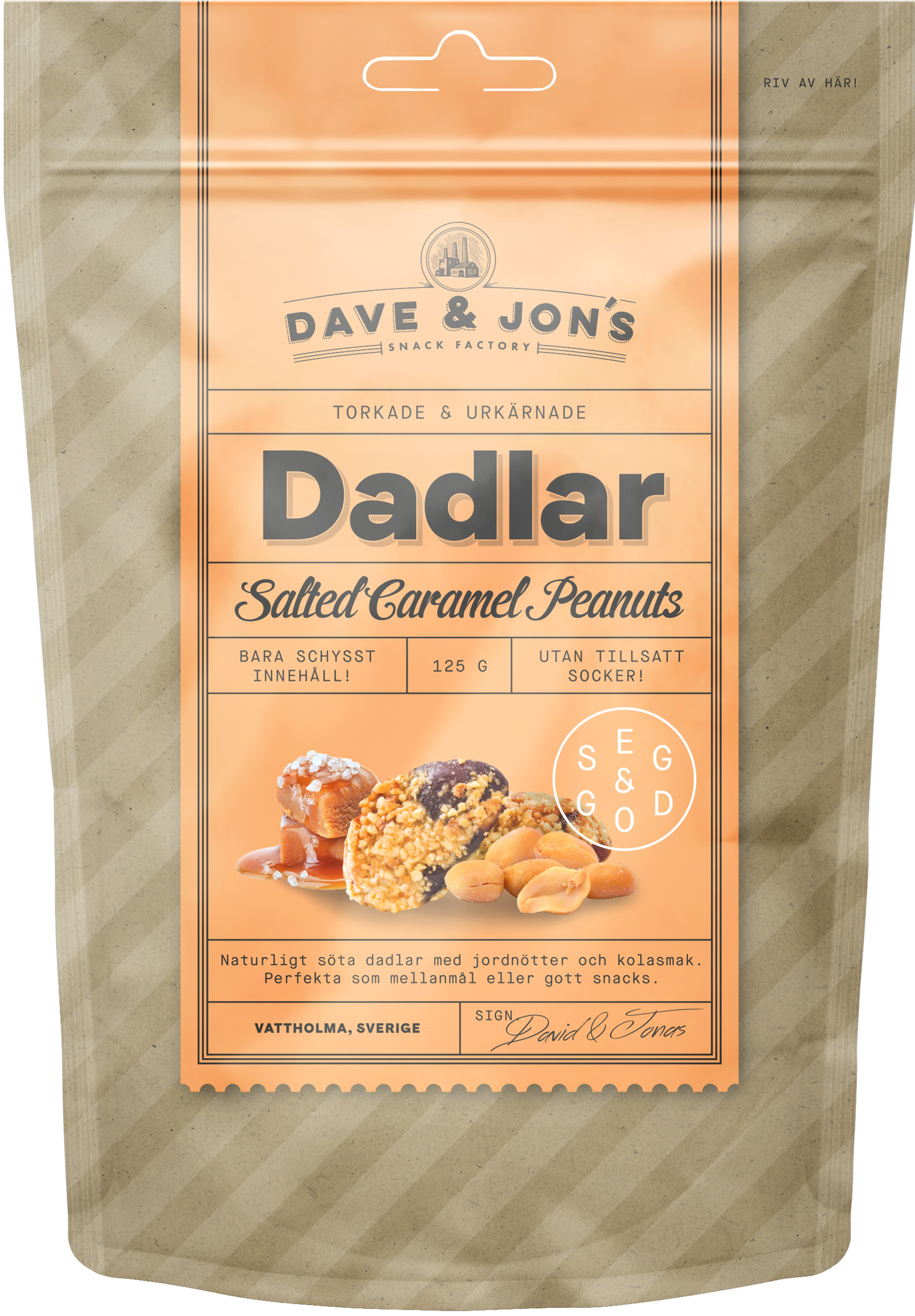 Köp DAVE & JON´S Dadlar Salted Caramel Peanuts 125 g Apohem