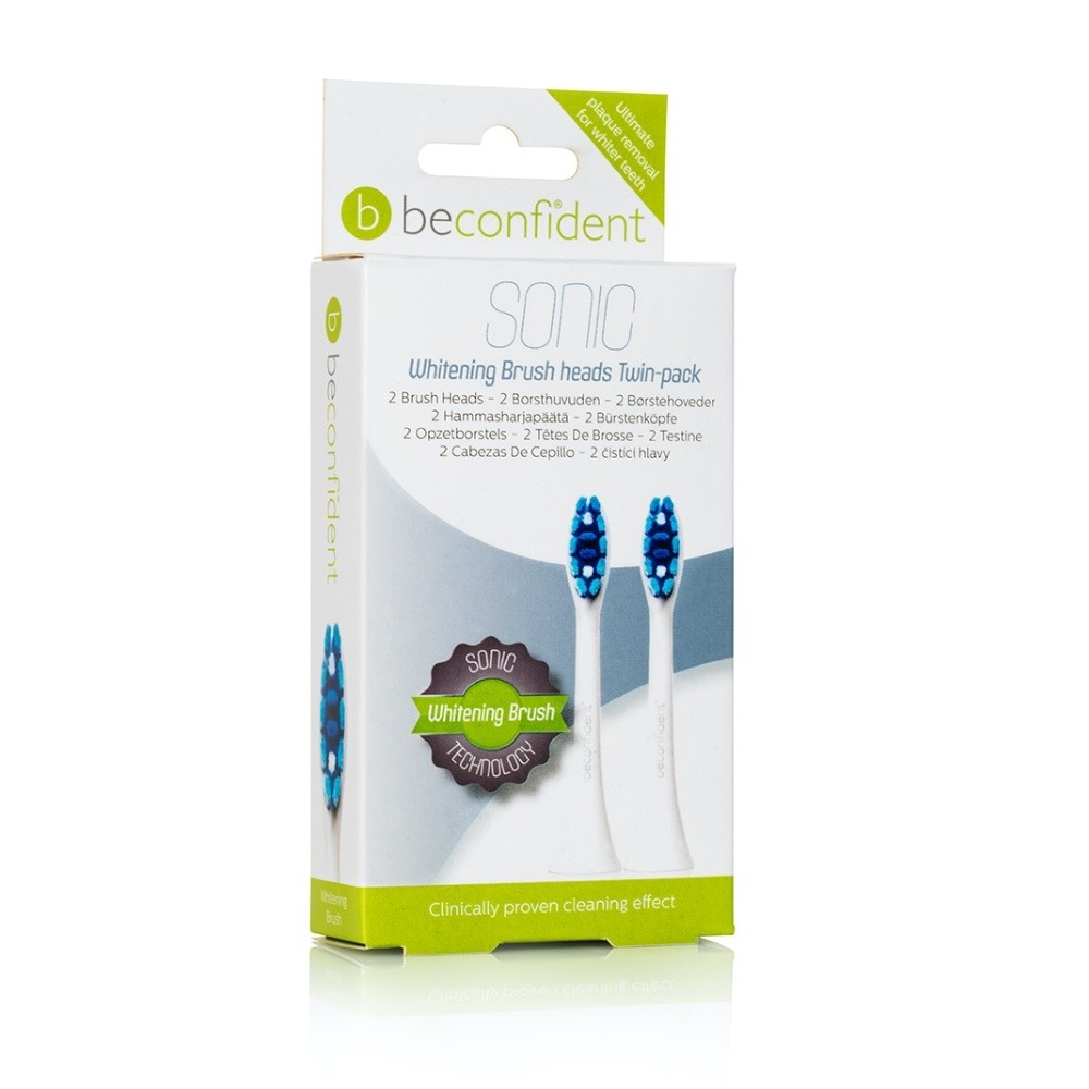 Beconfident Sonic Whitening Tandborsthuvud Vit 2 st