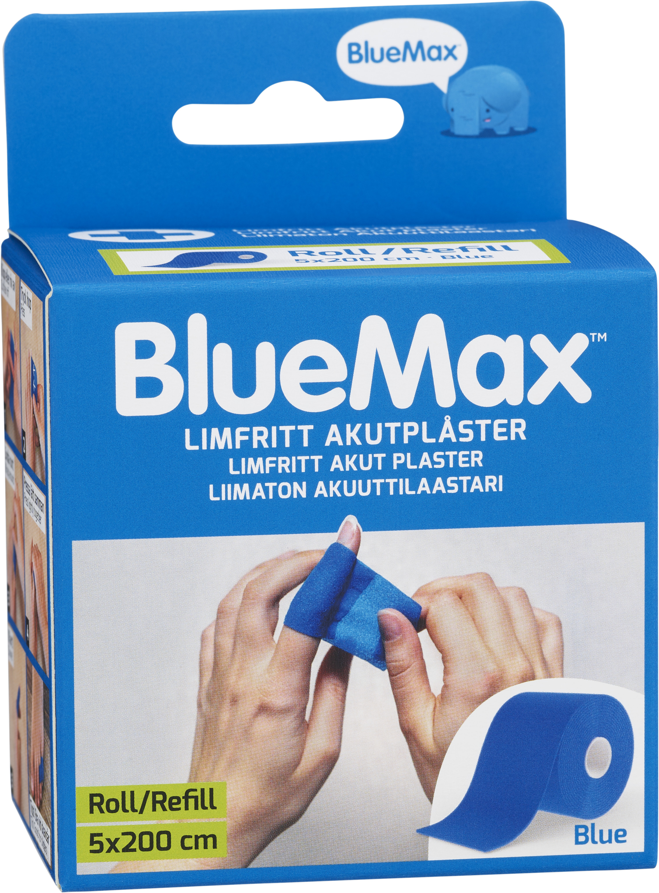 BlueMax Limfritt Akutplåster Refill 5x200cm Blå 1 st