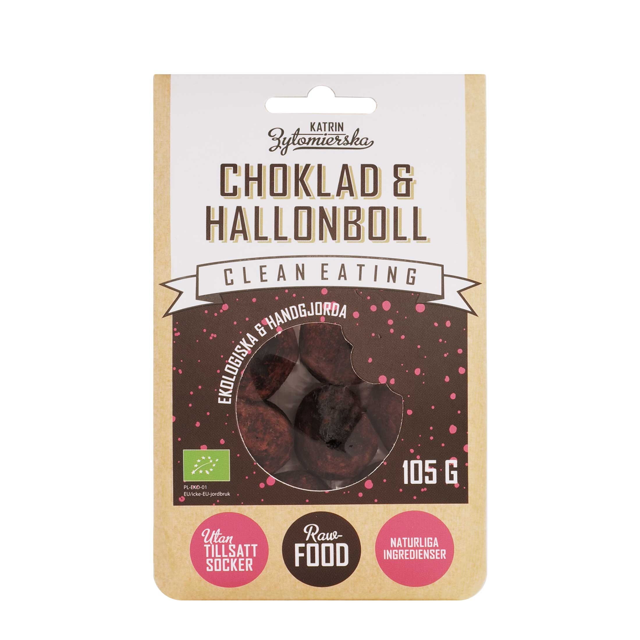 Clean Eating Rawboll Choklad & Hallon 105 g