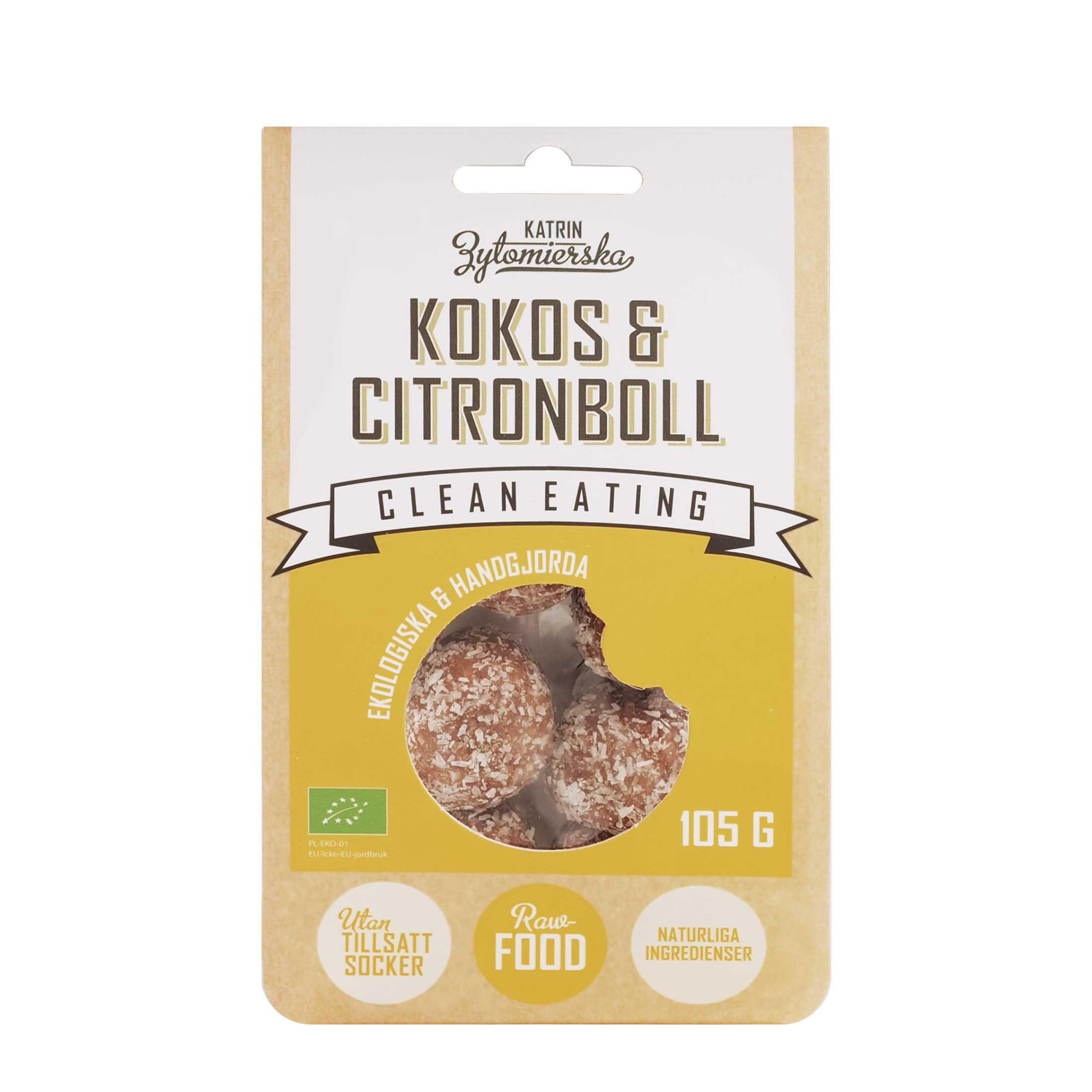 Clean Eating Rawboll Kokos & Citron 105 g