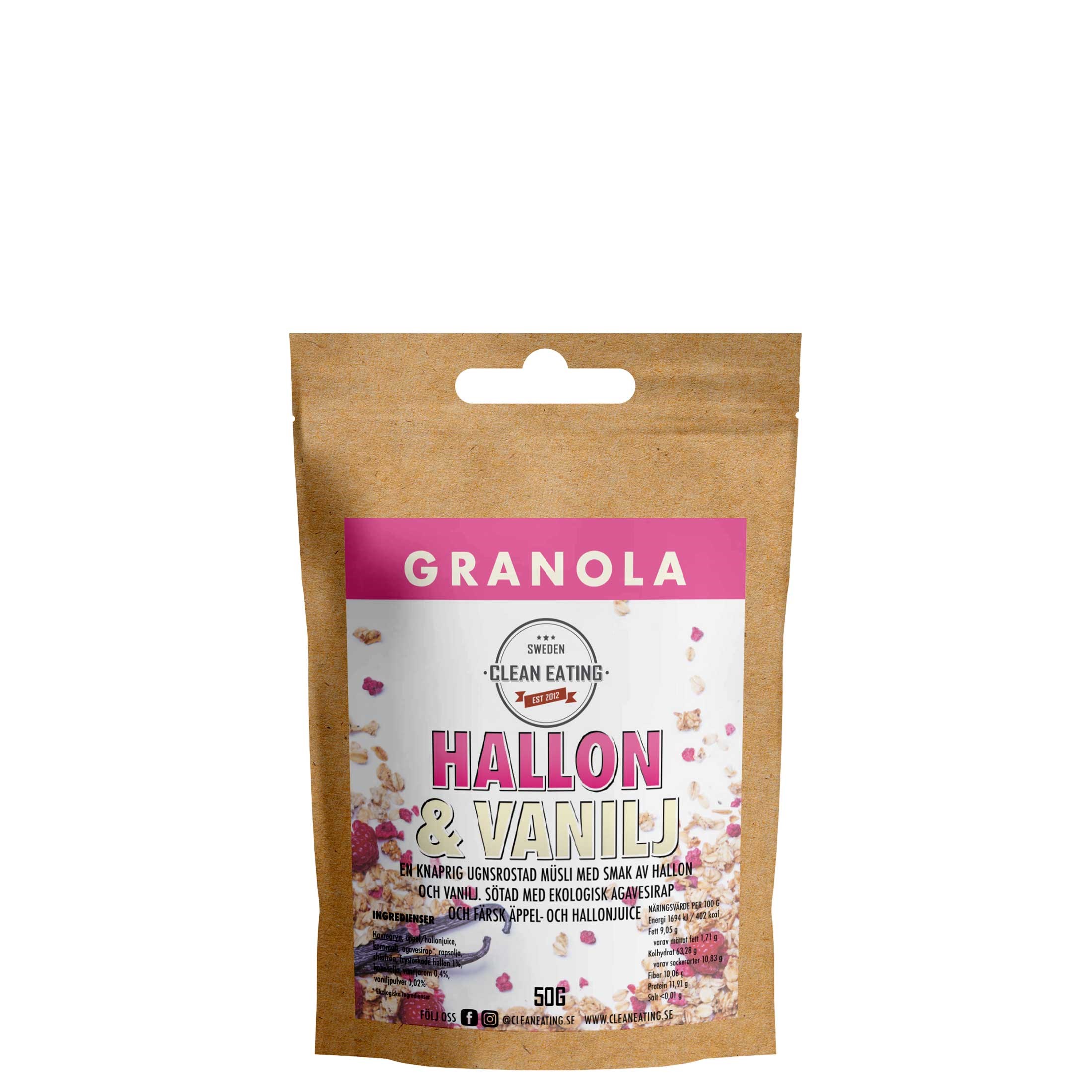Clean Eating Granola Hallon & Vanilj 50g