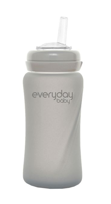 Everyday Baby Sugrörsflaska Glas Healthy+ Quiet Grey 240 ml