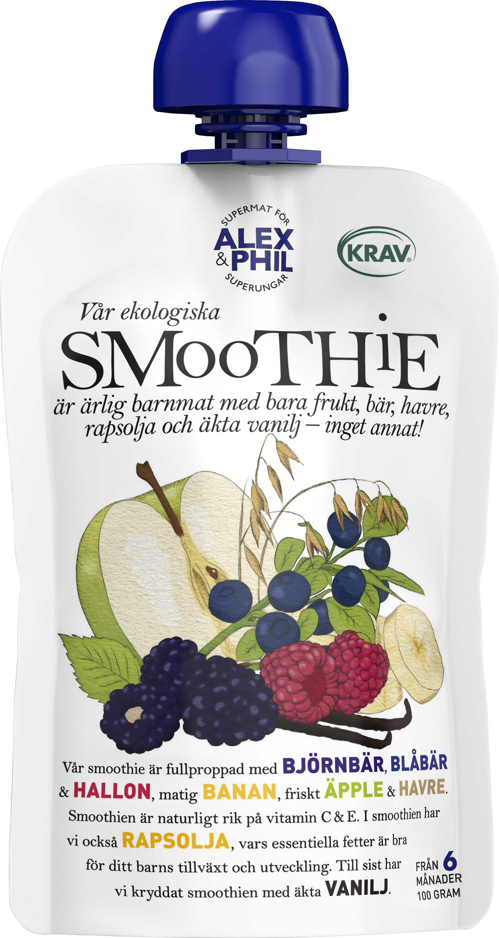 Alex & Phil Smoothie Blåa Bär & Vanilj 100 g