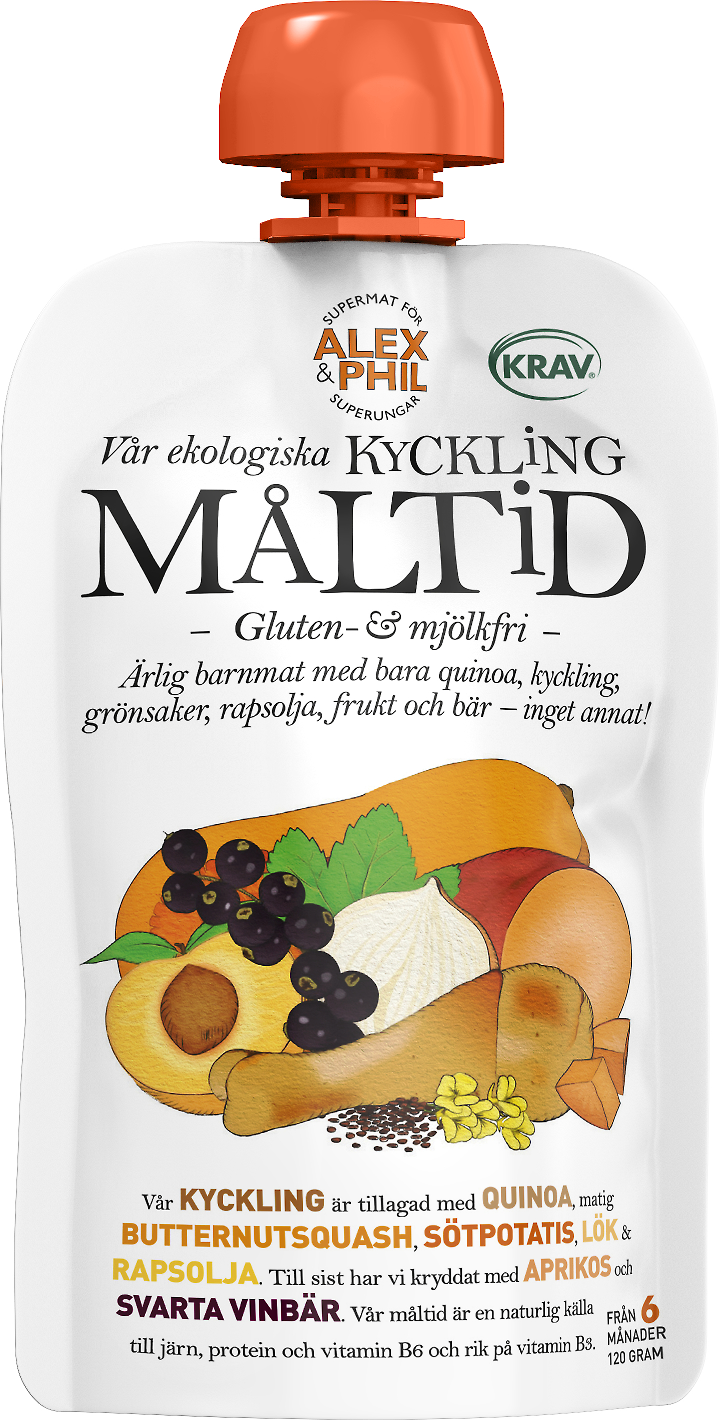 Alex & Phil Måltid Kyckling Aprikos & Svarta Vinbär 120 g