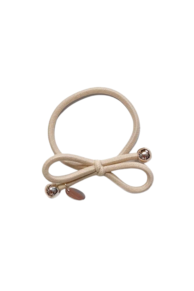 IA BON Hair Tie Gold Bead Beige 1 st