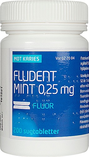 Fludent Mint 0,25 mg Fluor 200 sugtabletter