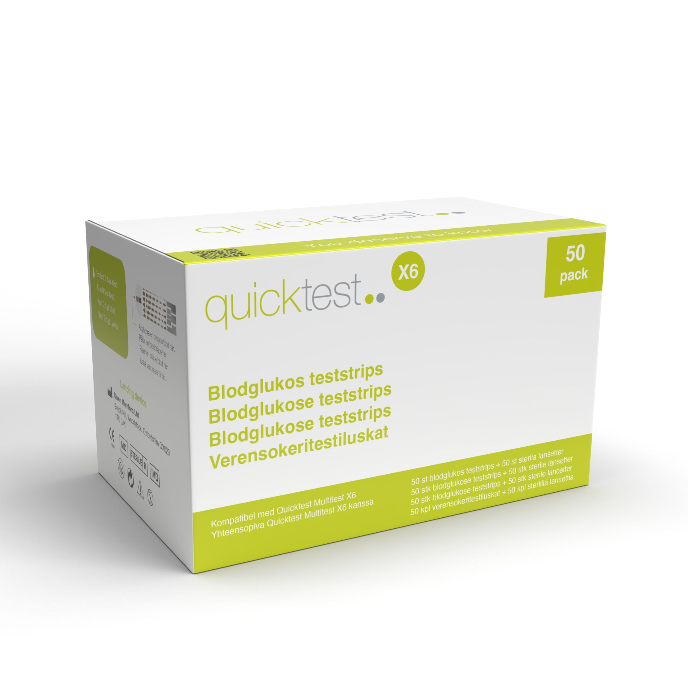Quicktest X6 Blodsockerstrips Refill 50 st