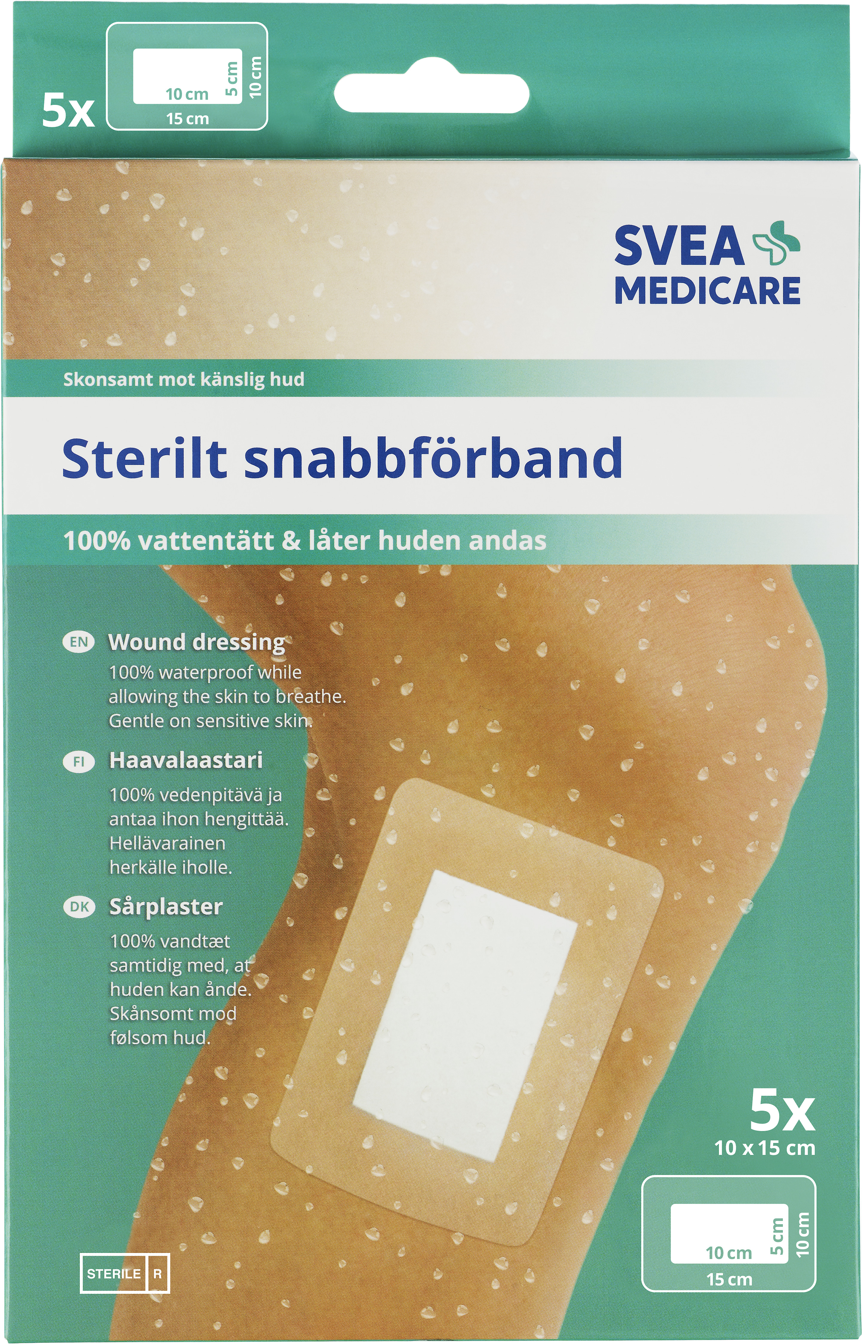 Svea Medicare 100% Vattentätt Sterilt Snabbförband 10 x 15 cm 5 st