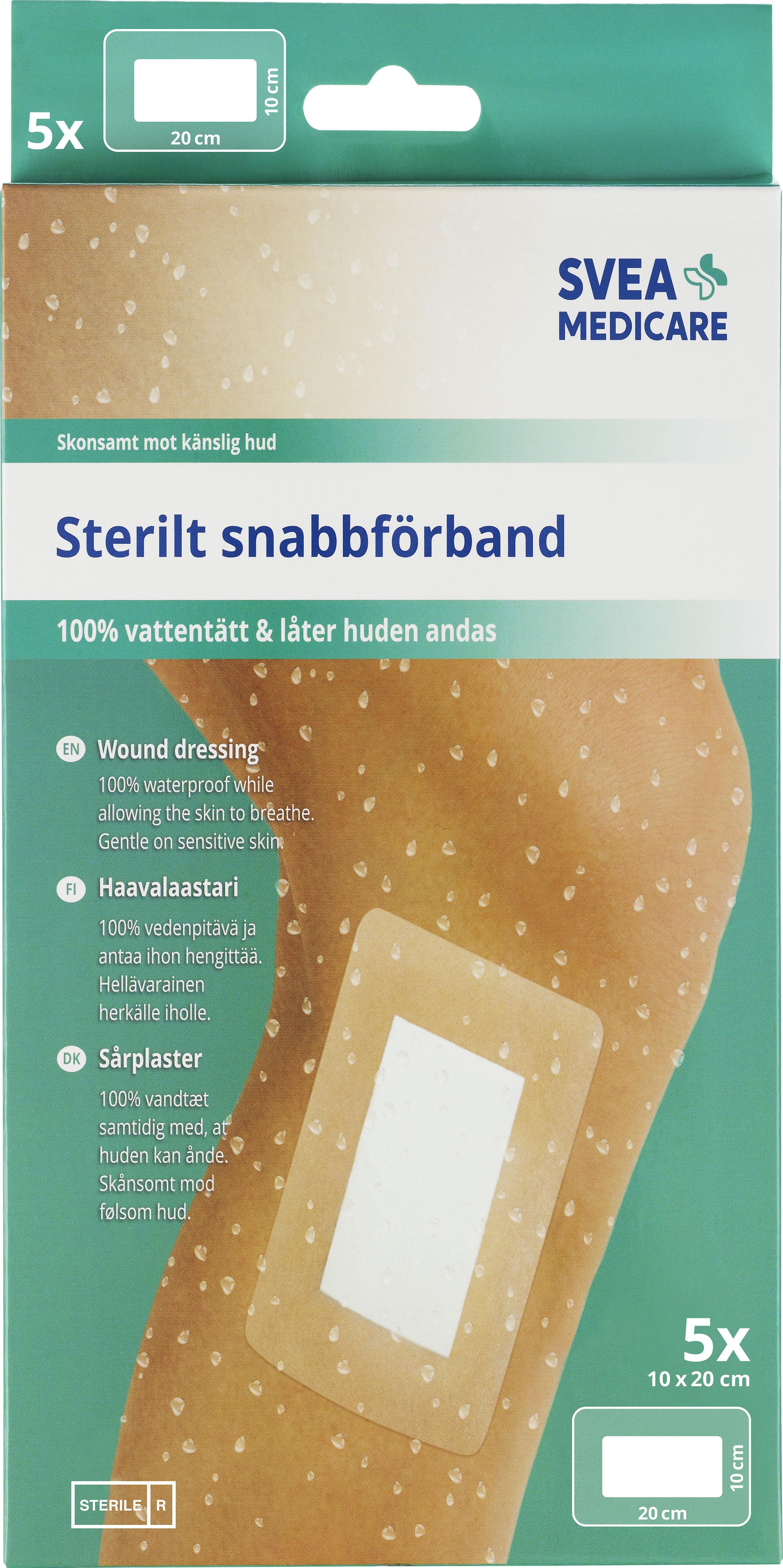 Svea Medicare 100% Vattentätt Sterilt Snabbförband 10 x 20 cm 5 st
