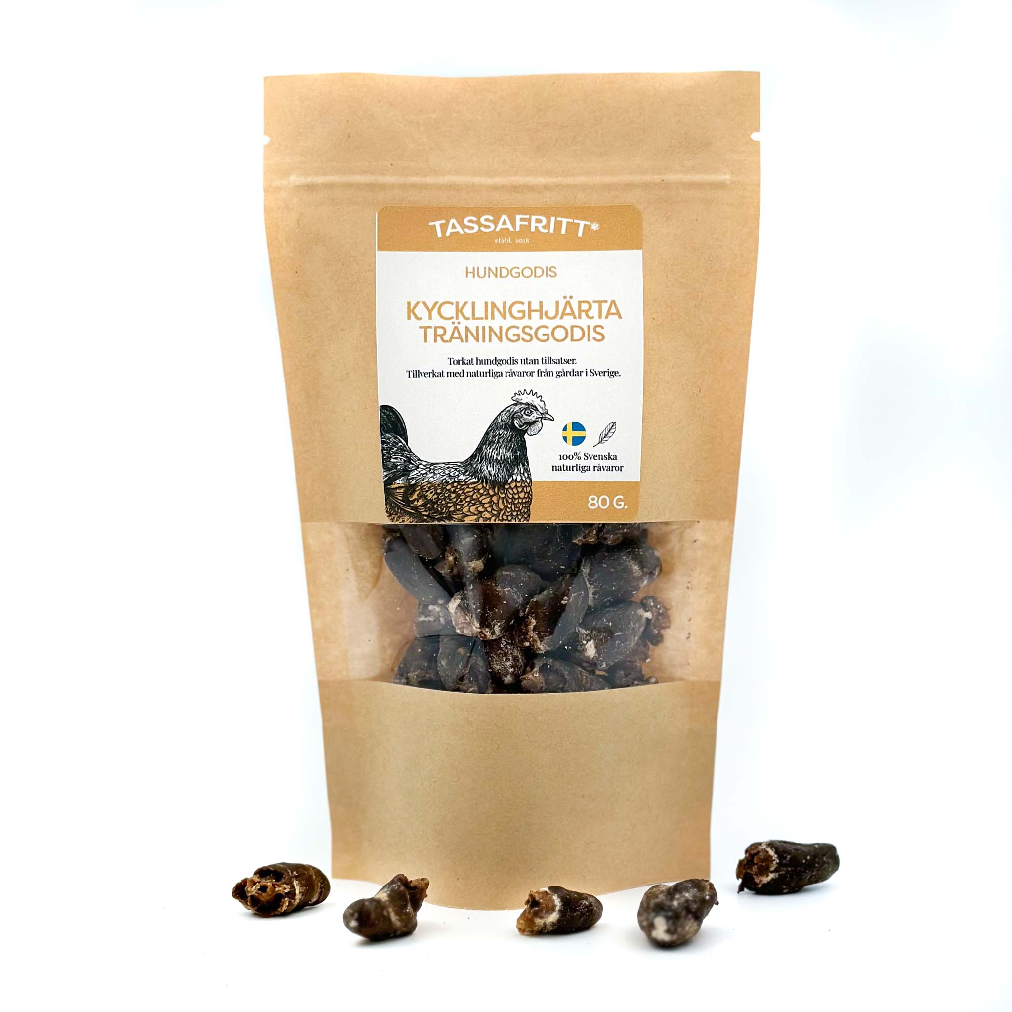 TassaFritt Hundgodis Kycklinghjärta 80 g