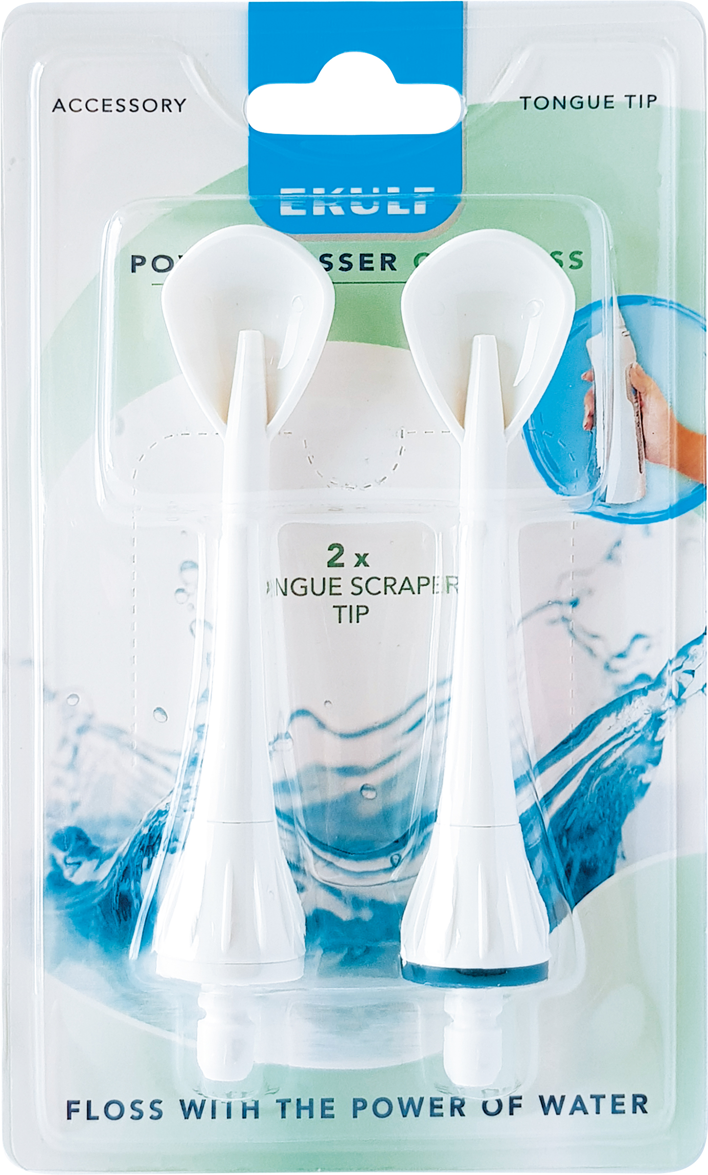 EKULF PowerFlosser Cordless TongueScraper Tip 2 st