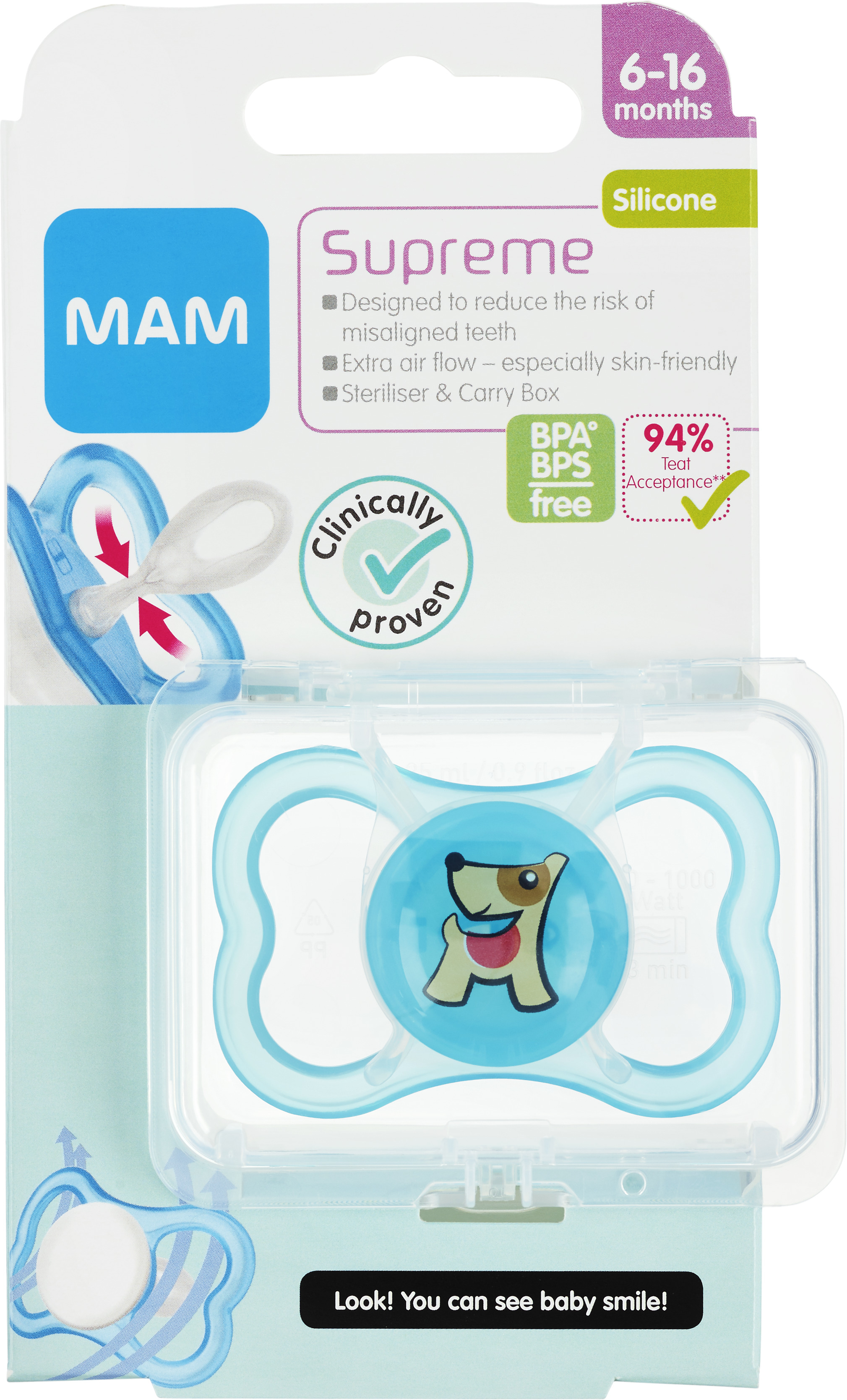 MAM Napp Supreme 6-16m Silikon 1 st - Blandade färger