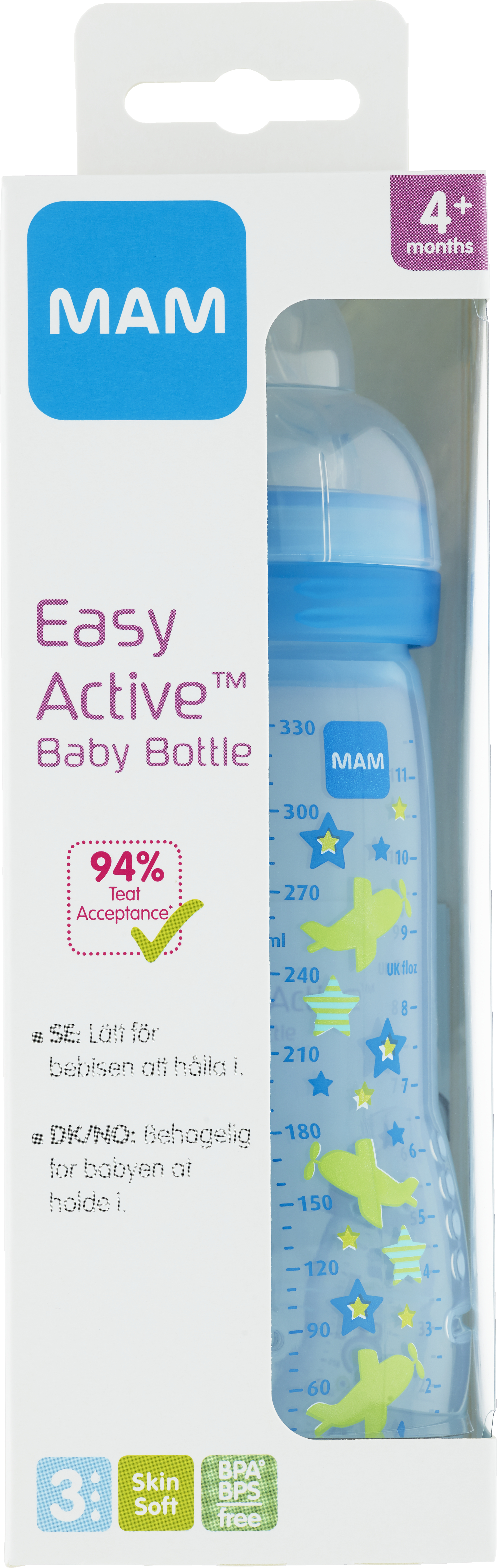 MAM Easy Active Nappflaska 4+ Månader 330ml - Olika färger