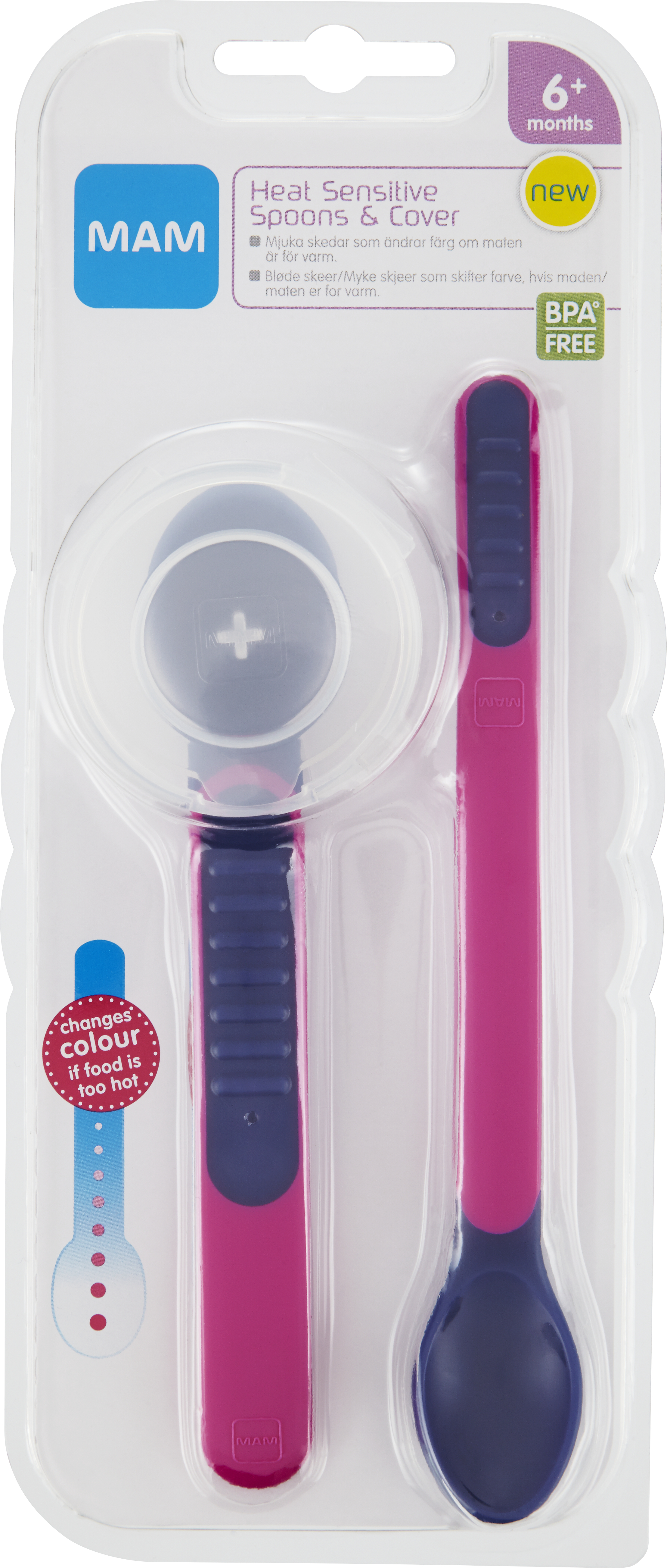 MAM Heat sensitive spoons & cover 2 st - Blandade färger