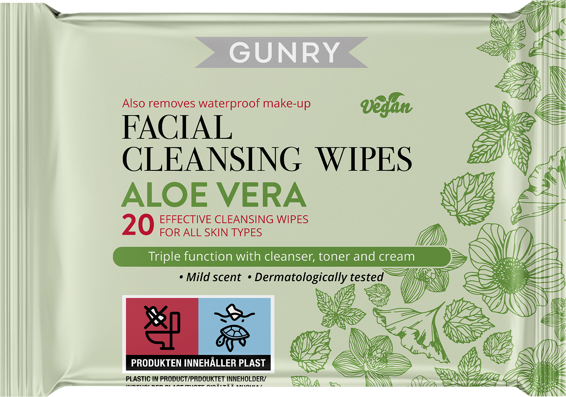 Gunry Aloe Vera Facial Cleansing Wipes 20 st