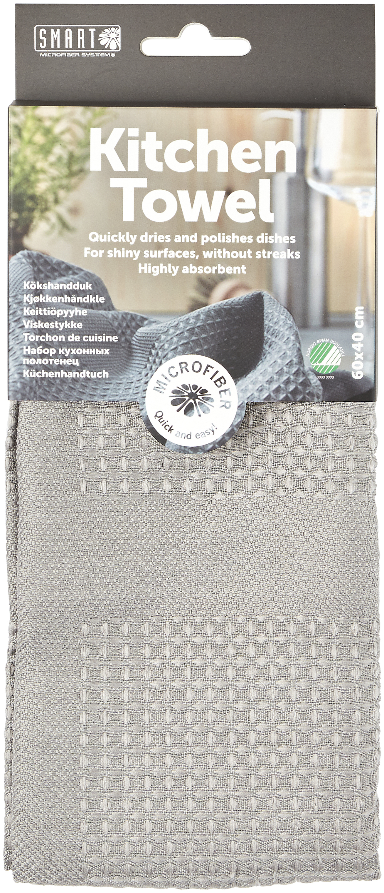 Smart Microfiber Kökshandduk Grå 1 st