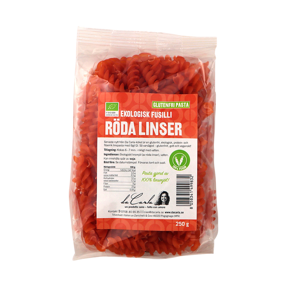 Da Carla Pasta Röda Linser 250 g
