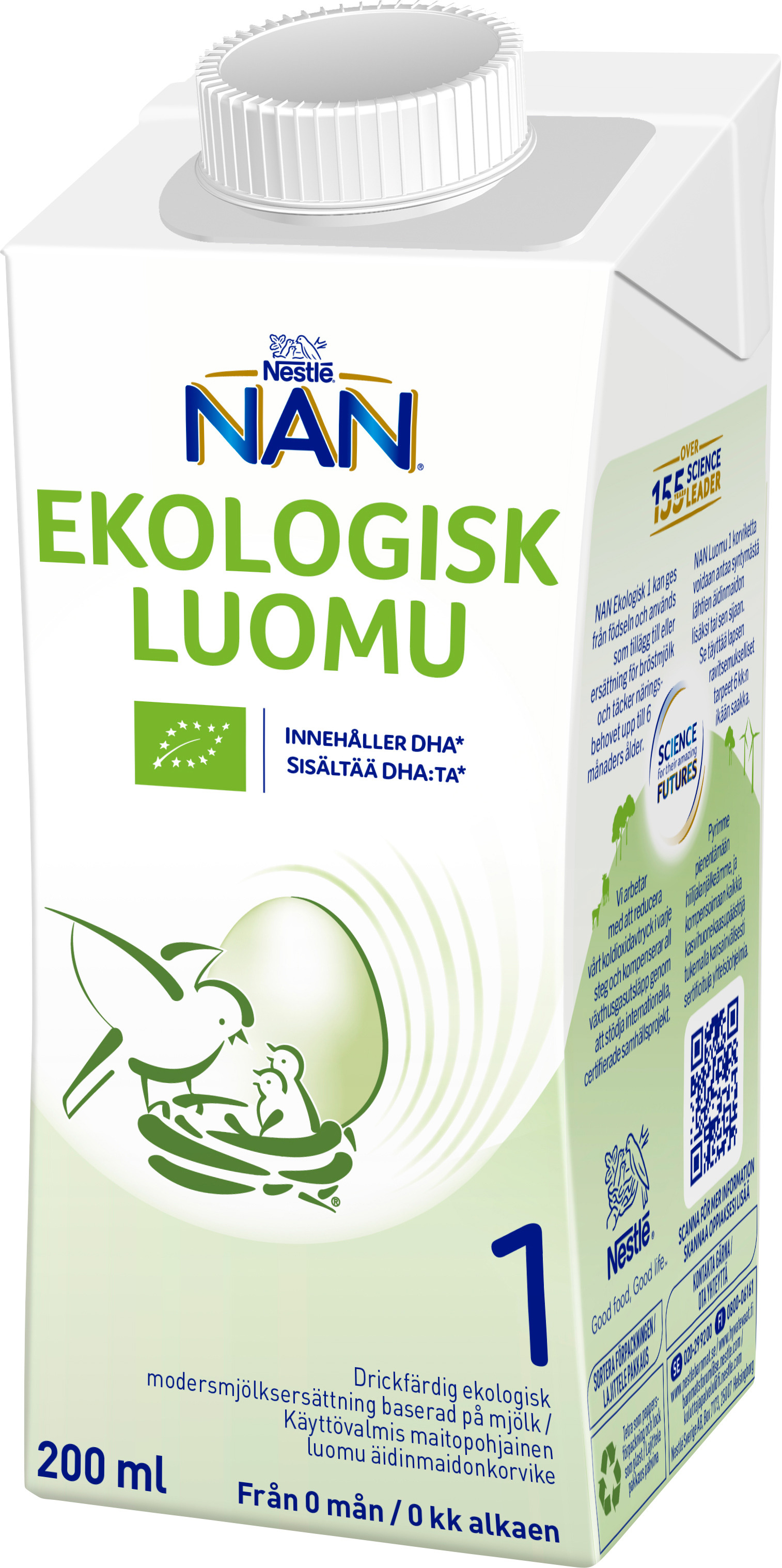 Nestlé NAN 1 Ekologisk Drickfärdig Modersmjölksersättning 200 ml