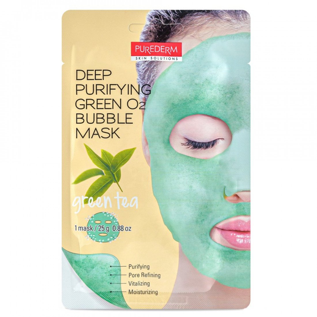 Purederm Deep Purifying Black O2 Bubble Mask Green Tea 1st