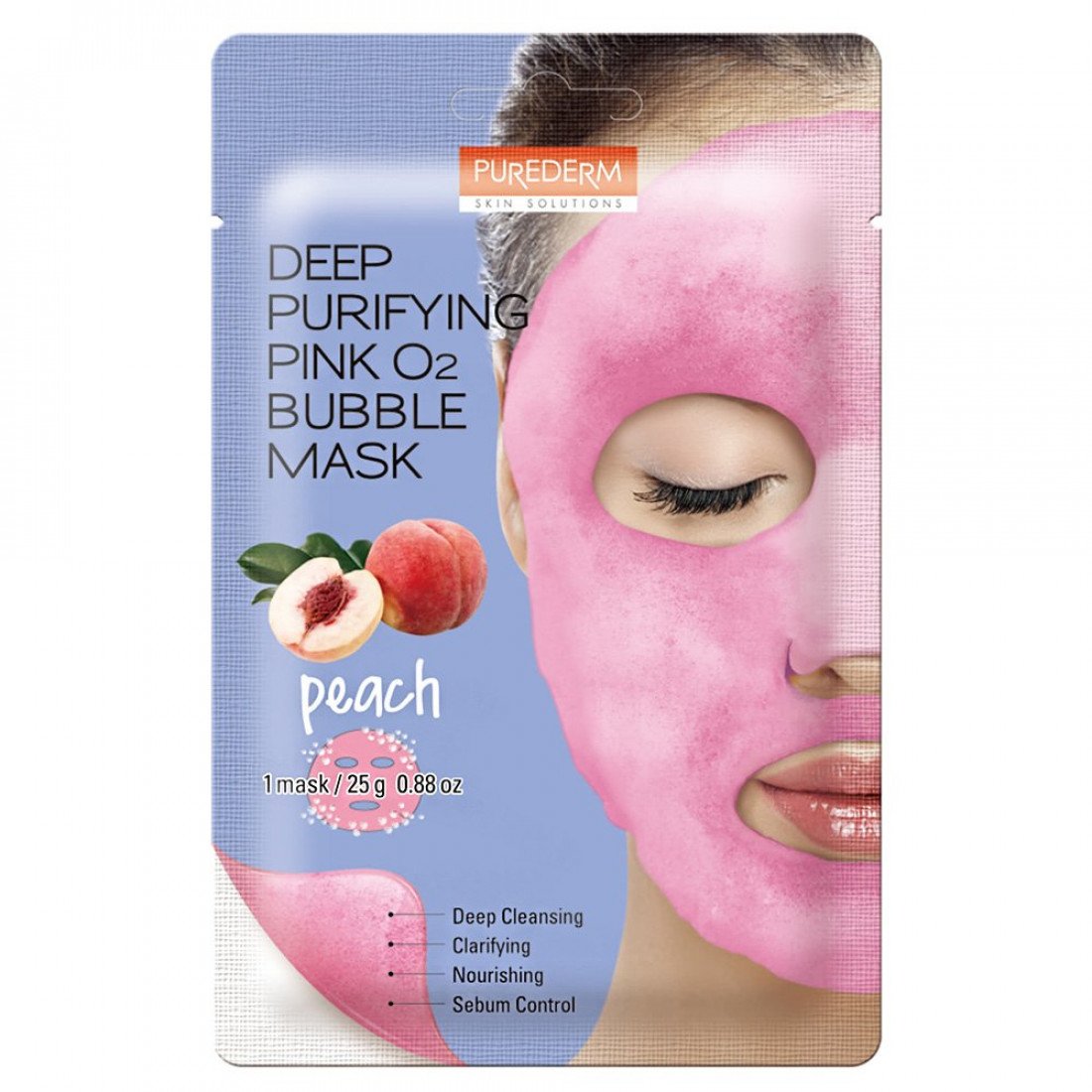 Purederm Deep Purifying Black O2 Bubble Mask Peach 1 st