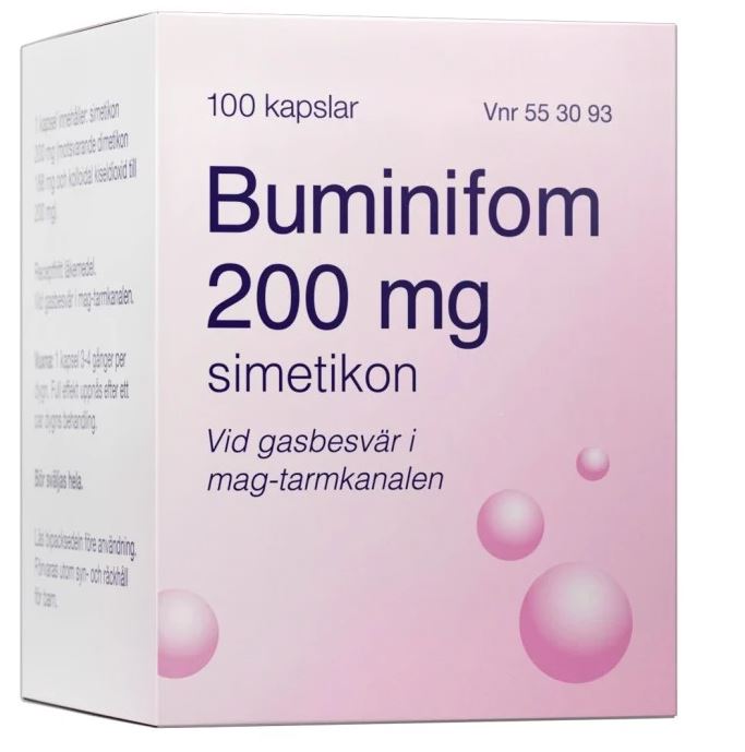 Buminifom Vid Gasbesvär 200 mg 100 kapslar