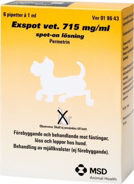 Exspot Vet. 715 mg/ml  Spot-on lösning 6 x 1 ml
