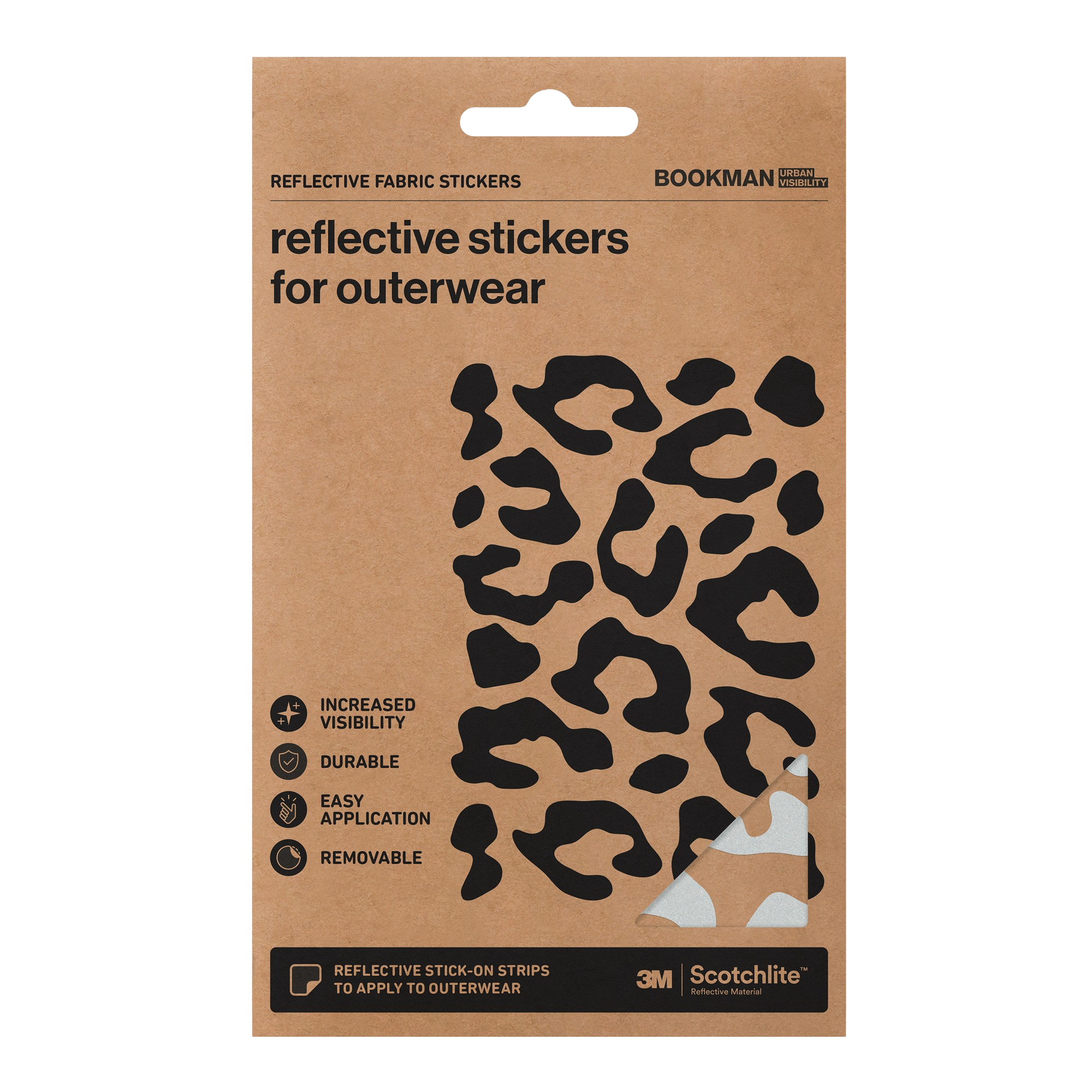 Bookman Urban Visibility Reflective Fabric Stickers Leopard Silver 1 st