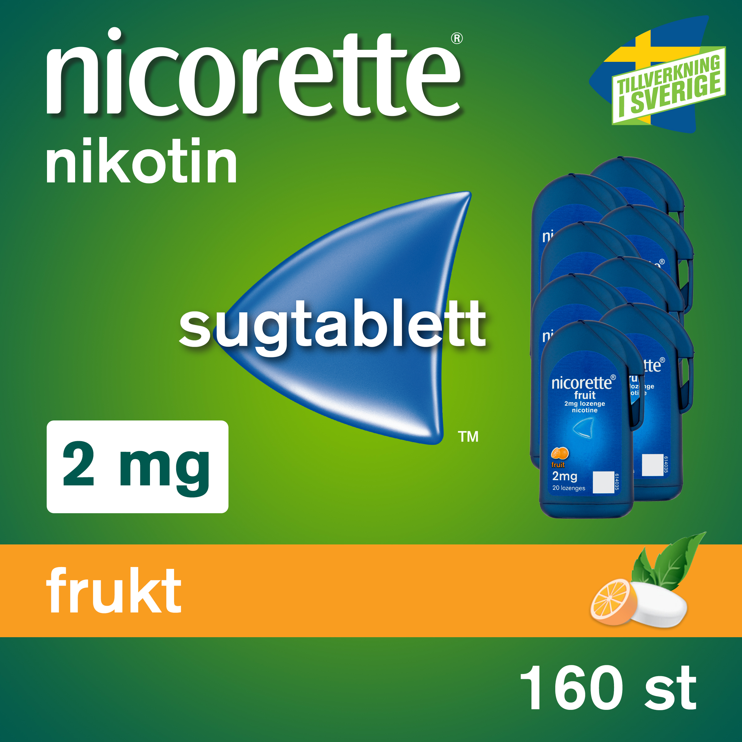 Nicorette Frukt Komprimerad Sugtablett 2 mg 2 x 80 st