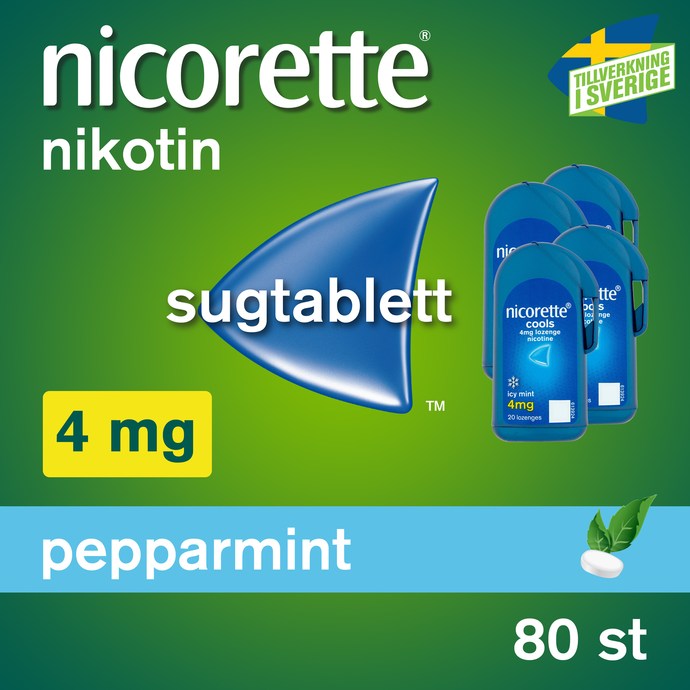 Nicorette Pepparmint Komprimerad Sugtablett 4 mg 4 x 20 st