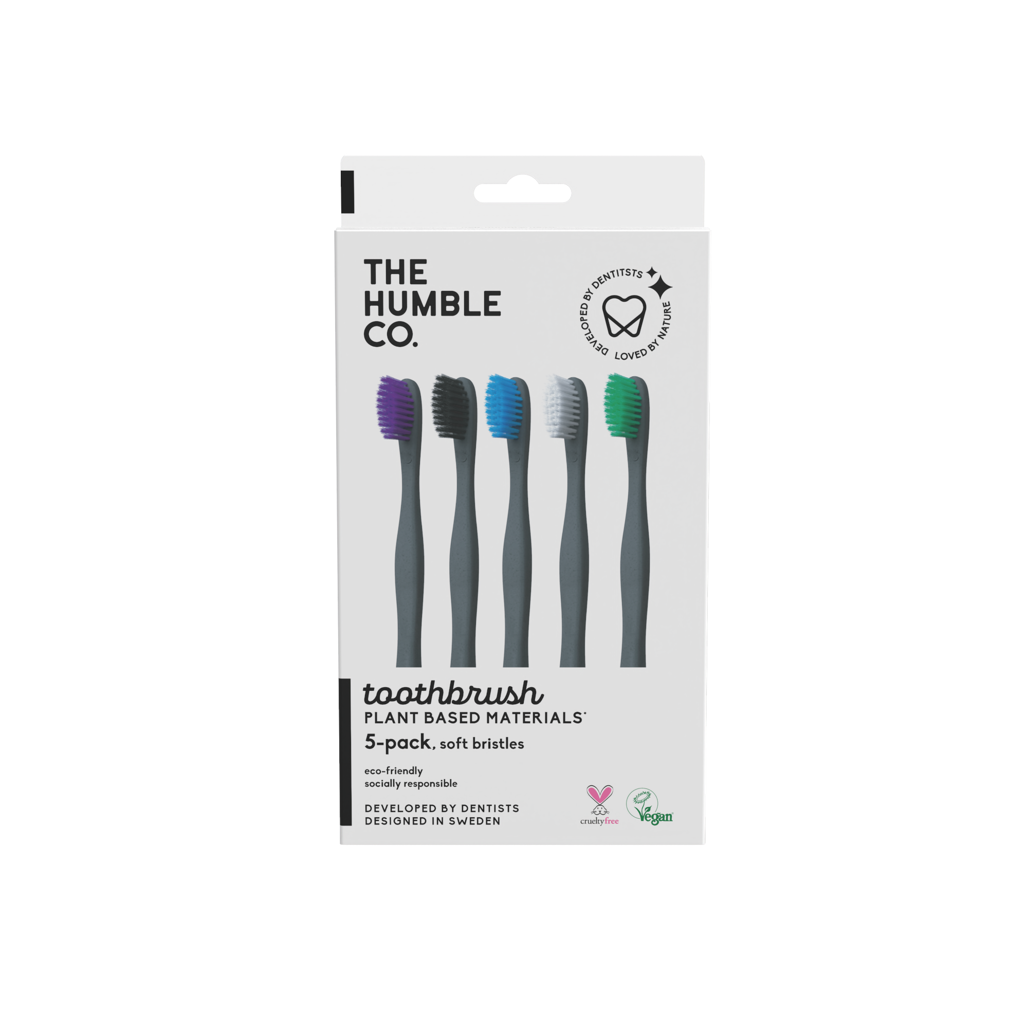 The Humble Co. Växtbaserade Tandborstar 5-pack - Blandade färger