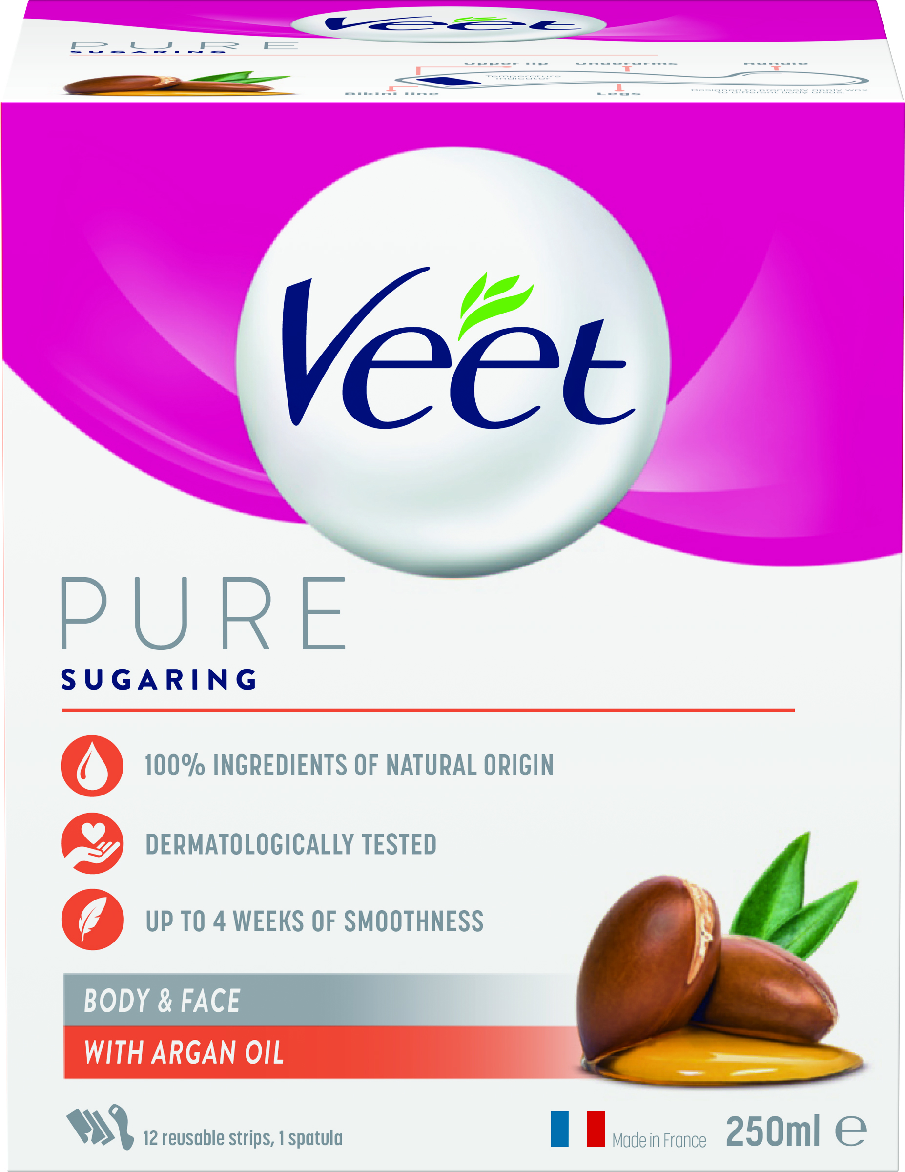 Veet Pure Sugaring Warm Wax Argan Oil Body & Face 250 ml