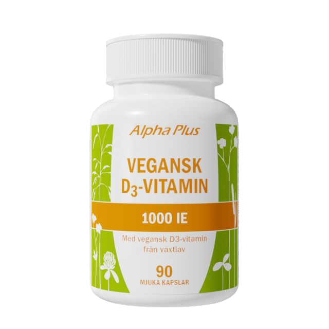 Alpha Plus Vegansk D3 vitamin 1000 iE 90 kapslar